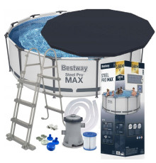 Каркасний басейн Bestway 56418 366x100см  з насосом та драбинкою + накриття МОДЕЛЬ СЕЗОНУ 2026